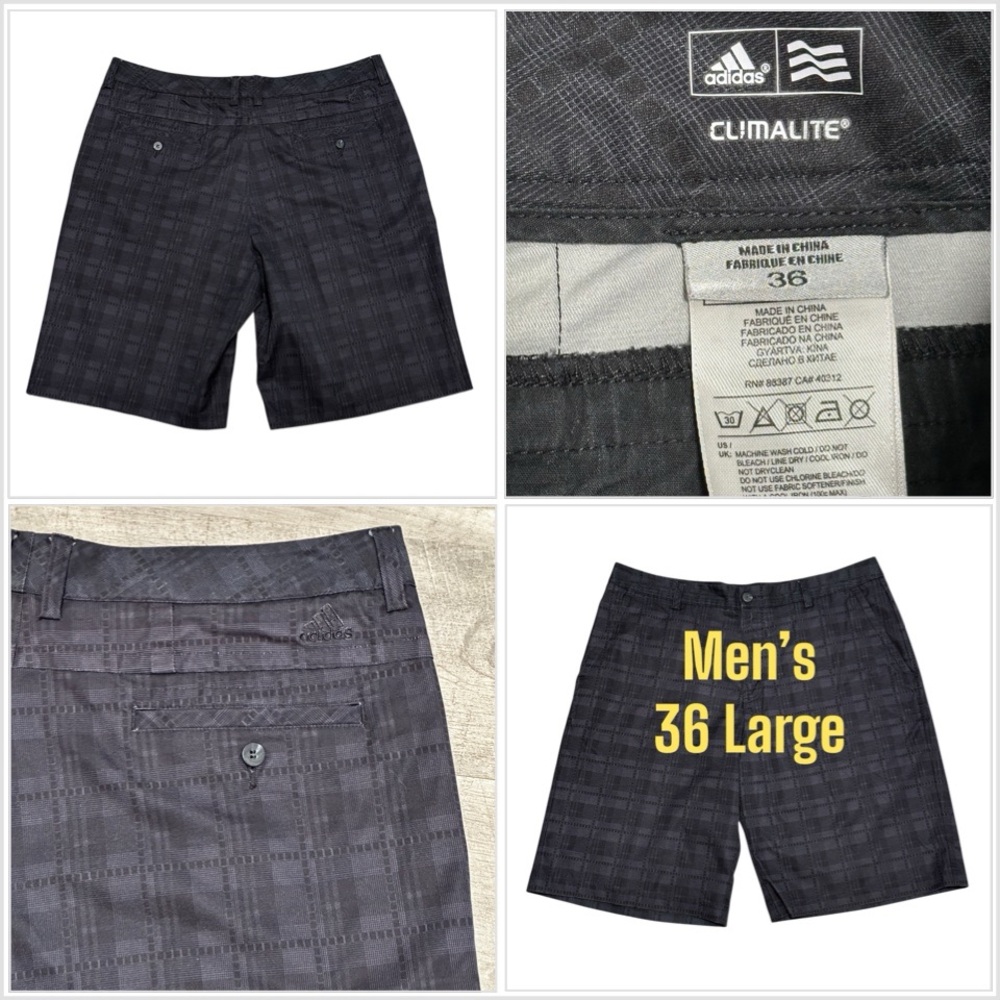 Mens Adidas Active 36 Large Golf Shorts Chino Khakis Stretch Climalite Black